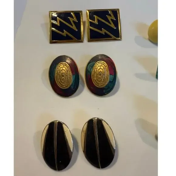 Vintage Stud Earrings Lot 6 Pairs - Picture 2 of 3